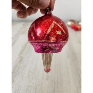 Antique topper glass red ornament pink